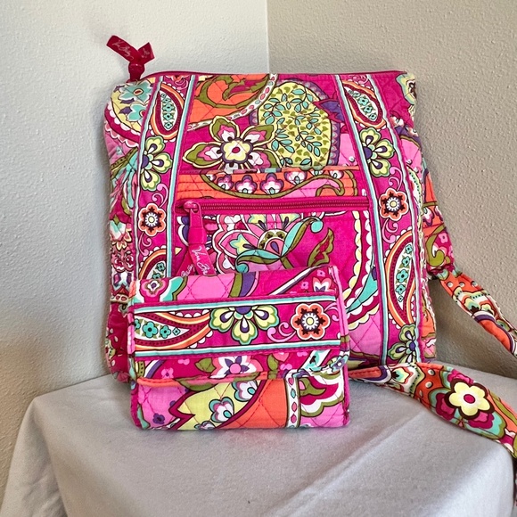 Vera Bradley Handbags - Vera Bradley Crossbody and Wallet, pink pattern